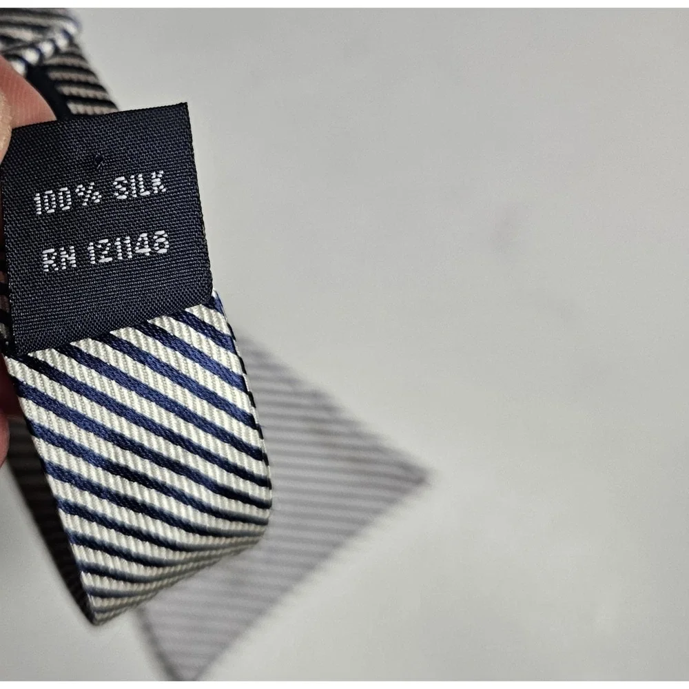 Nautica Mens Bow‎ Tie Striped Blue Adjustable 100% Silk